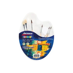 PINCELES CON PALETA (PUNTA REDONDA + PLANA)