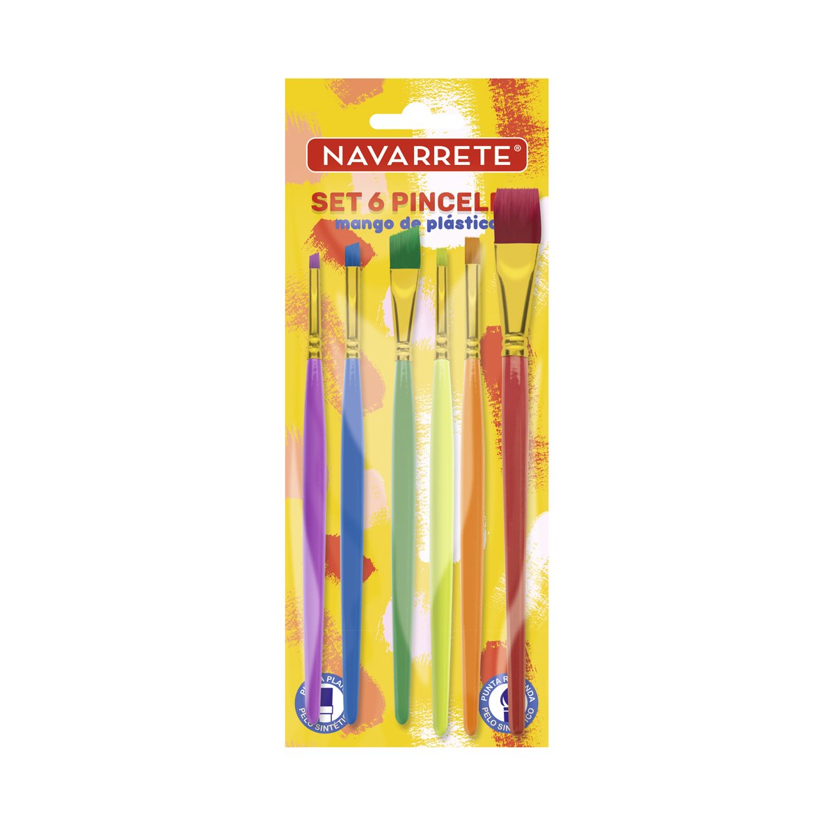 Set de pinceles con mango plástico para pintura x6 unidades