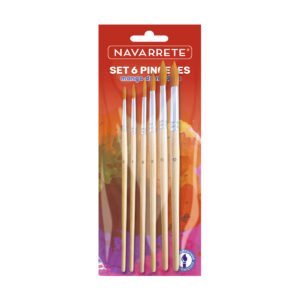 Set de pinceles punta redonda x6 unidades para pintura y trazos finos