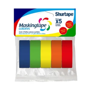 CINTA MASKING ESC. 18MMX10M BLX5 COL.BASICOS 3/4X11 YD