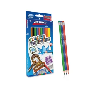 COLORES TRIANGULARES BORRABLES LARGOSX12 UNID +SACAPUNTAS