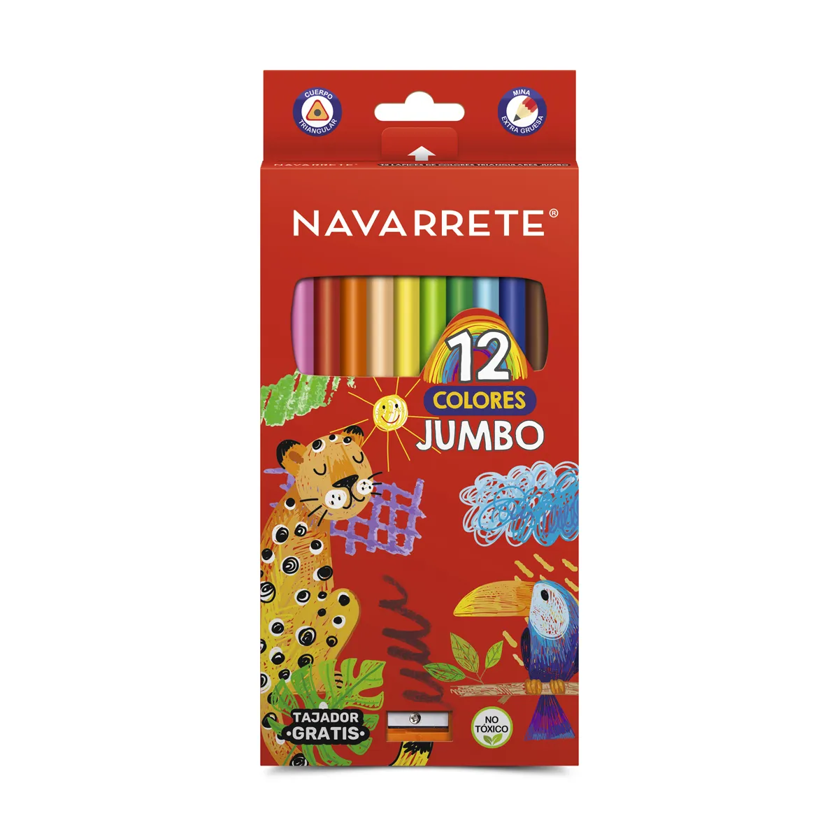 COLORES TRIANGULARES LARGO JUMBO X12 UNID. CON TAJADOR - NAVARRETE