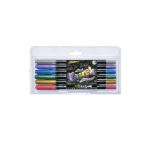 MARCADOR DUAL BRUSH COLORES METALICOS ESTUCHEX6 UNID - ARTESCO