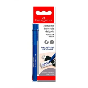 MARCADOR INDELEBLE  PUNTA DELGADA COLOR AZUL - FABER CASTELL