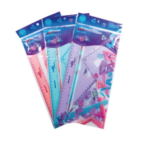 ESTUCHE GEOMETRICO PASTEL 30CM