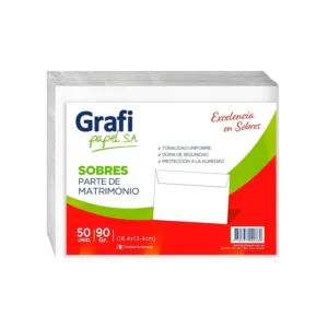 SOBRE BOND EXTRAPARTE MATRIMONIO 90GR (15x23cm)BLSX50 GRAFIPAPEL