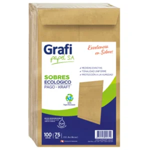SOBRE ECOLOGICO KRAFT PAGO 75GR BLSX100 - GRAFIPAPEL