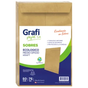 SOBRE ECOLOGICO KRAFT 1/2 OFIC. 75GR BLSX50 GRAFIPAPEL