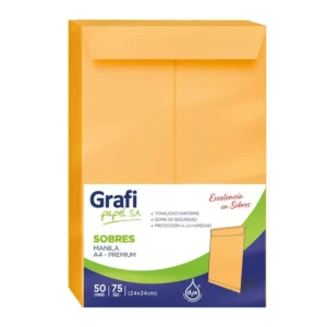 SOBRE MANILA A-4 75GR BLSX50 GRAFIPAPEL