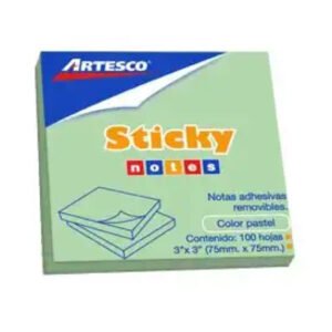 NOTAS ADHESIVAS PASTEL 654 ""3X3"" VERDE - ARTESCO