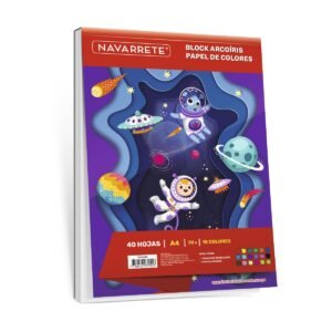 Block Arcoíris A4 40 hojas papel de colores Navarrete para uso escolar