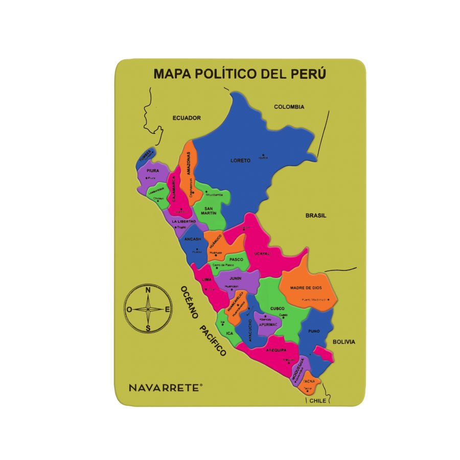 Mapa del Perú didáctico en goma EVA para niños y uso escolar