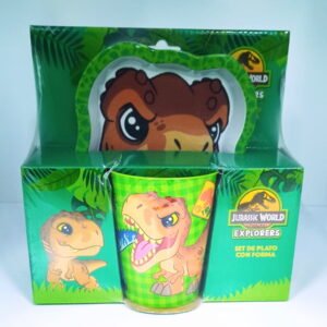 SET PLATO FORMA C/ VASO JURASSIC KIDS - 703797