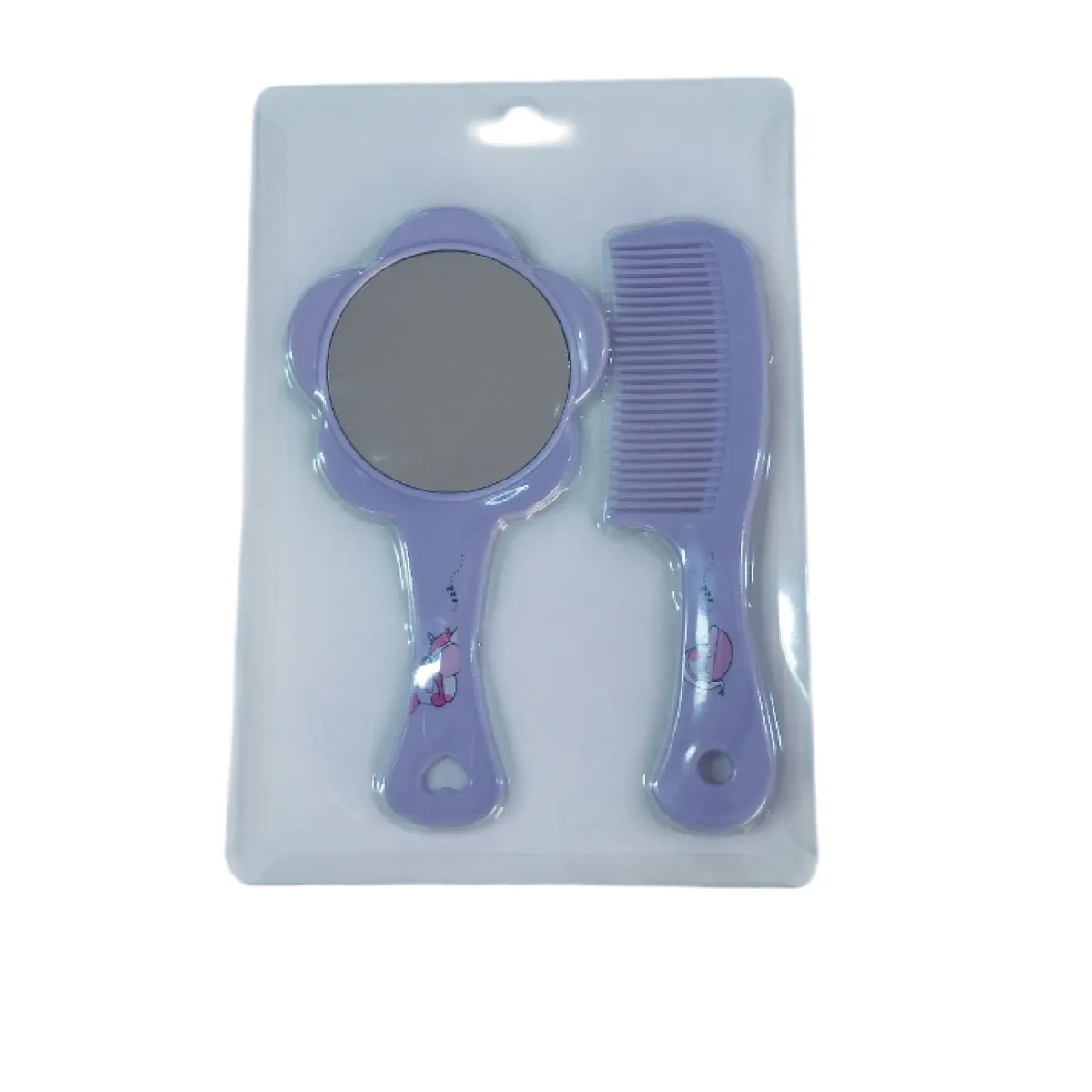 Set de peine y espejo decorado con flores