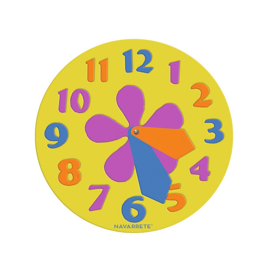 Reloj didáctico en goma EVA para enseñar la hora a niños
