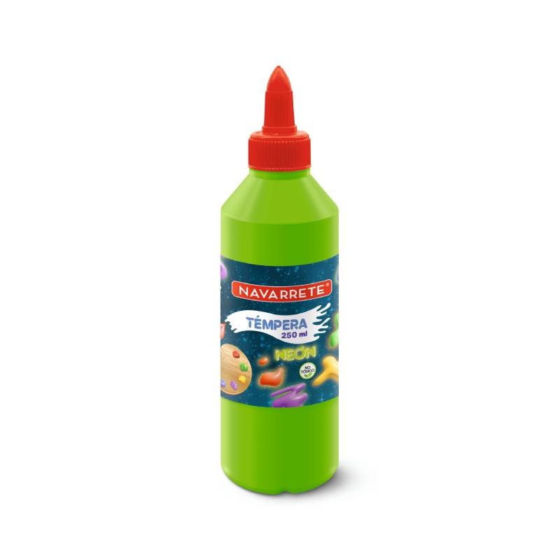 Témpera 250ml verde neón con dosificador para arte escolar