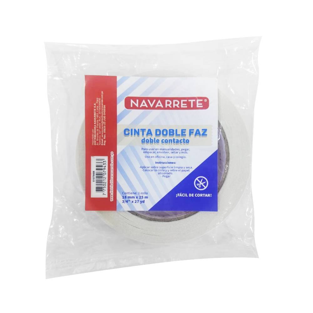 Cinta doble faz 3/4 x 20 yd para manualidades y oficina