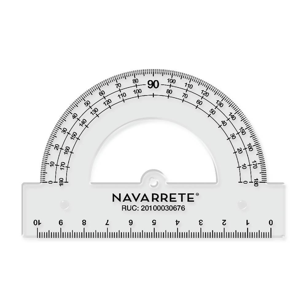 Transportador 180 grados cristal para dibujo técnico