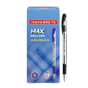 Bolígrafo Max Ball Pen 0.7mm negro Navarrete en caja x12 unidades