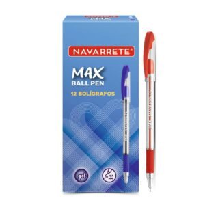 Bolígrafo Max Ball Pen 0.7mm rojo Navarrete en caja x12 unidades