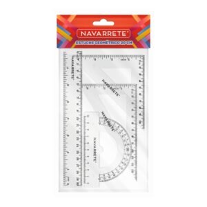 Estuche geométrico 4 piezas 20 cm para dibujo técnico y escolar