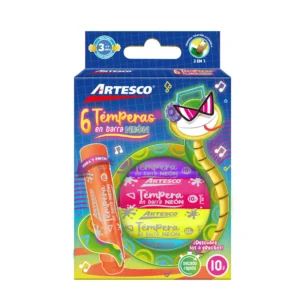 Tempera en barra neón Artesco 10gr x6 colores brillantes